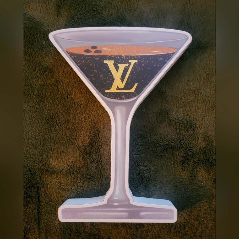 LV 8" Cocktail Espresso Martini Glass Wooden Decor